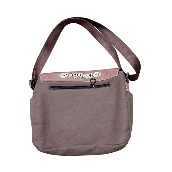 Loaf Cat Angry Cat Tapestry Shoulder Bag Brown - Picture 3 of 5